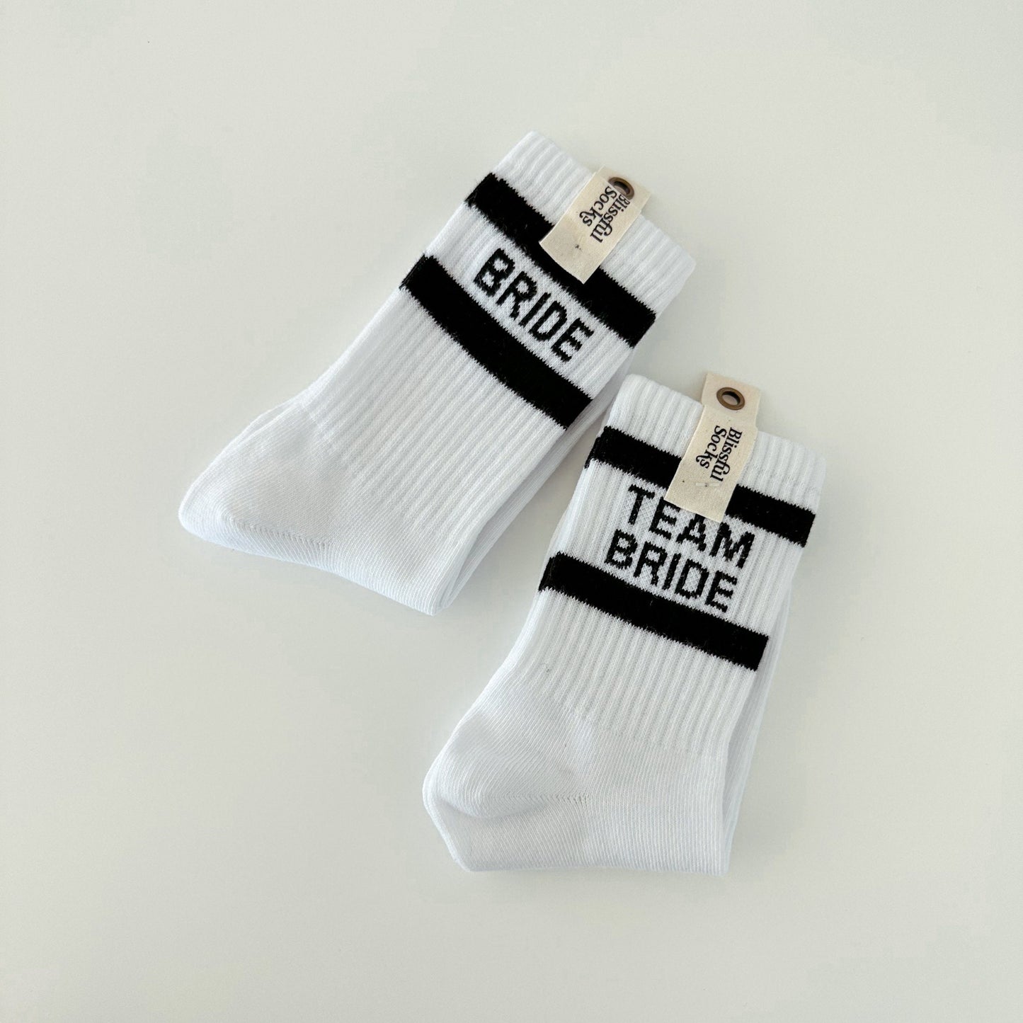 Team Bride and Bride Socks, Bachelorette Favor, Bridal Party Gift, Wedding Party Proposal Socks by Blissful Socks